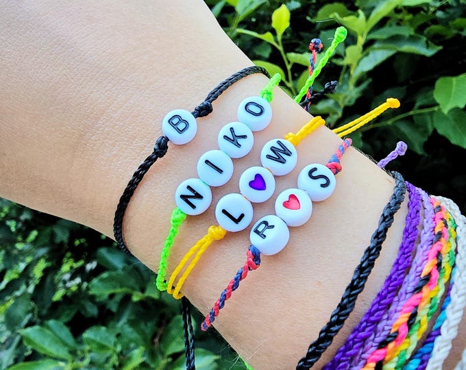 Personalized Name Bracelet, Letter Bead Bracelet, Custom, BFF Bracelet, Anklet, Wax Bracelet, Waterproof