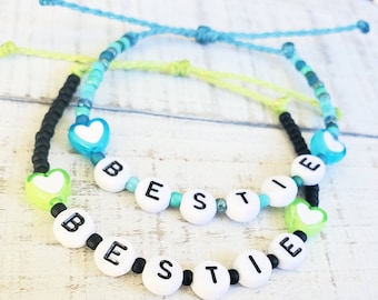 Bestie Bracelets, Friendship Bracelets, BFF Bracelets, Choose Your Color, Adjustable, Waterproof