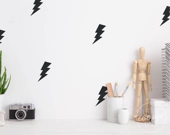 Lightning Bolts | VINYL Wall Decals | 10cm (4 Inch) | Electric Flash Thunderbolt Storm Stickers | Baby Boys Girls Nursery Kids Room Décor