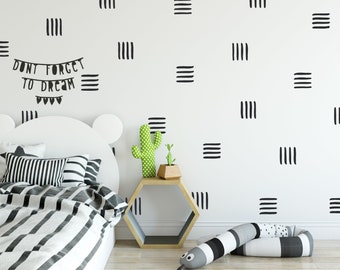 Hand Drawn Lines | VINYL Wall Decals | Stripes Pattern | Vinyl Stickers | Wallpaper Alternative | Boys Girls Baby Nursery Kids Room Décor