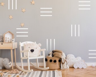 Simple Lines | VINYL Wall Decals | Stripes Pattern | Vinyl Stickers | Wallpaper Alternative | Boys Girls Baby Nursery Kids Room Décor