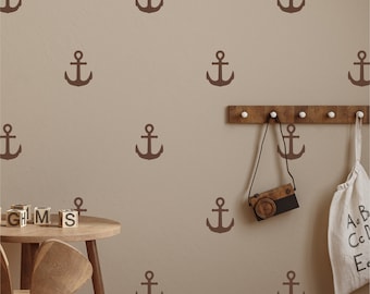 Anchors | VINYL Wall Decals | Peel & Stick | Wallpaper Alternative | Nautical Ocean Sea Boat Ship | Boys Girls Baby Nursery Kids Room Décor