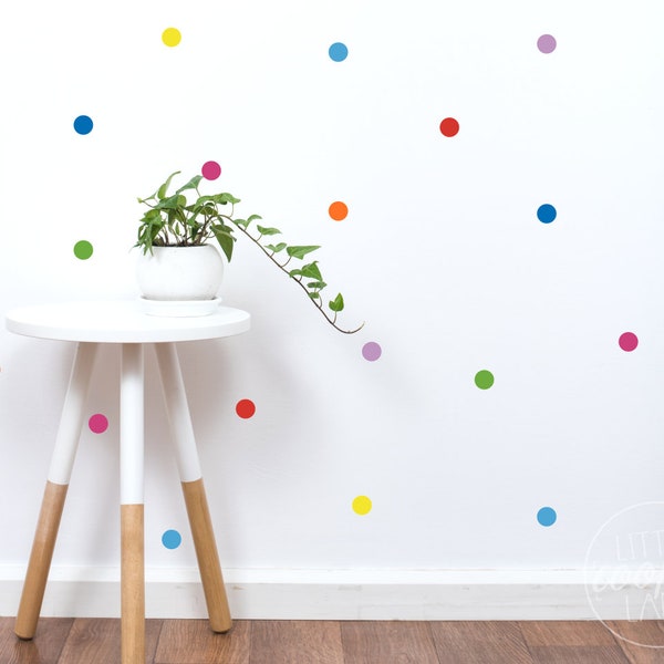 Rainbow Polka Dots | VINYL Wall Decals | Colorful Confetti Spots | Round Circles Stickers | Size Options | Baby Nursery Boys Girls Kids Room