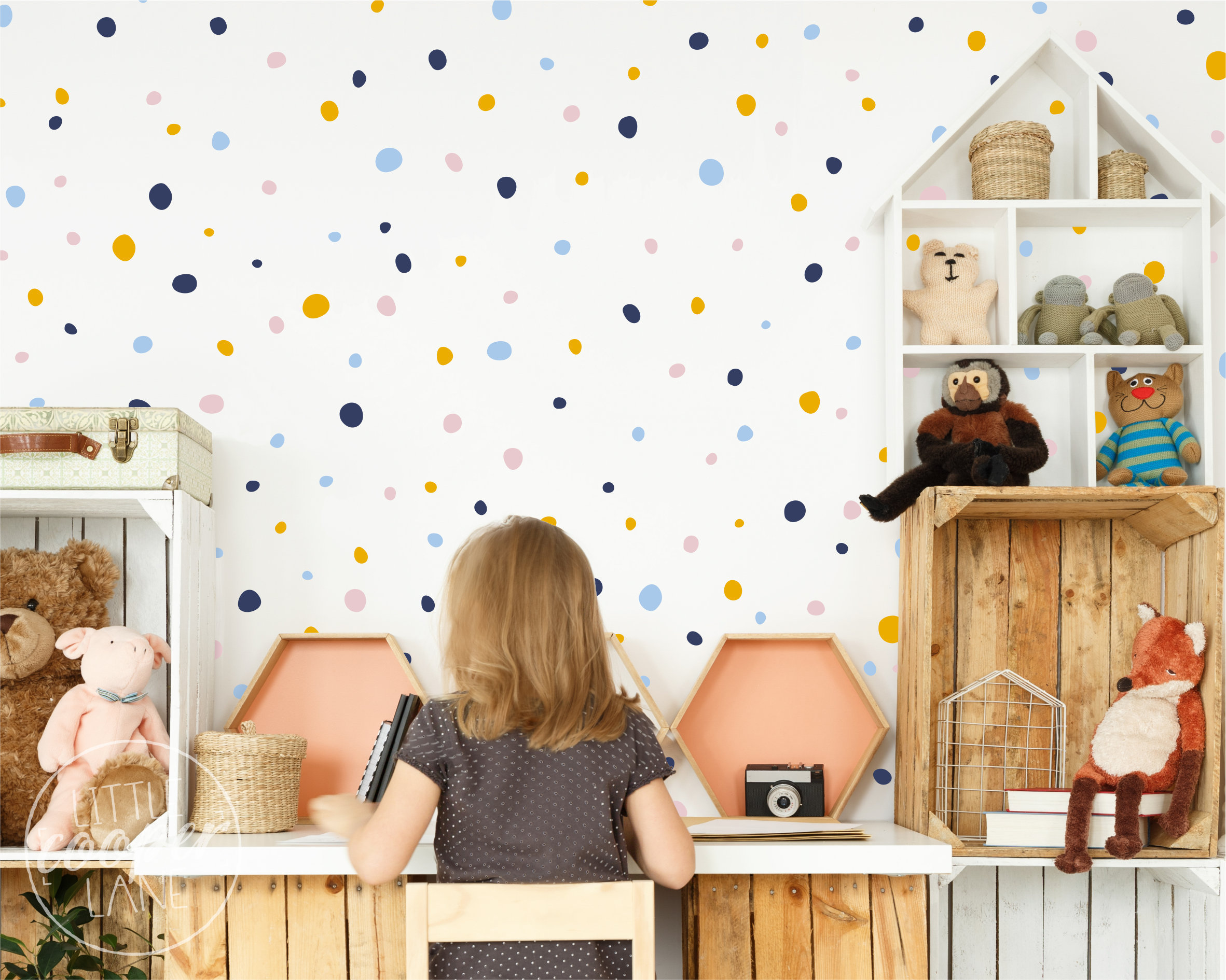 Hand Drawn Polka Dots VINYL Wall Decals MULTI COLOURS Irregular
