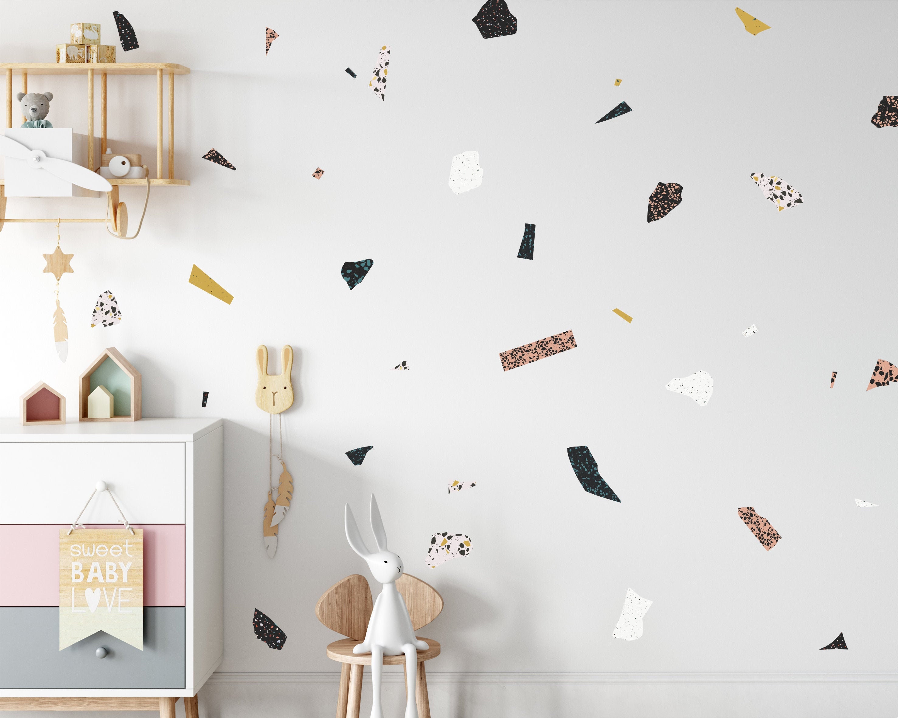 Terrazzo Wall Decals Mixed Design Reusable FABRIC Wall Decals Eco