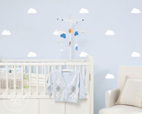 Cloud Vinyl Wall Decal Stickers Set Of 20 40 60 80 100 Fluffy Cloud Design Peel Stick For Baby Nursery Or Kids Room