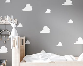 Fluffy Clouds | Vinyl Wall Decals | Cute Minimalist Cloudy Sky Stickers | Peel & Stick | Children Boys Girls Nursery Décor Fun Kids Toy Room