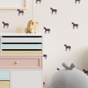 Unicorns | VINYL Wall Decals | Mythical Animal Stickers | 8cm (3.1 Inch) | Whimsical Fairy Tale | Baby Magical Girls Nursery Kids Room Décor