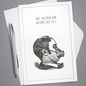 Greeting Card, Once You Break Wind, Vintage Illustration, Stationery, Note Card, Funny card, Humor, Card for Him, Card for Dad, Fart Joke