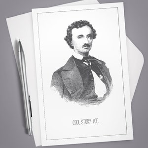 Greeting Card, Cool Story Poe, Vintage Illustration, Stationery, Note Card, Funny card, Humor, Card for Him, Card for Her, Card for Friend image 1