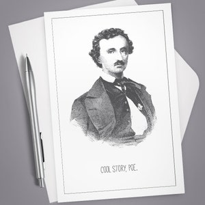 Greeting Card, Cool Story Poe, Vintage Illustration, Stationery, Note Card, Funny card, Humor, Card for Him, Card for Her, Card for Friend
