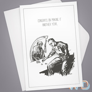 Greeting Card, Birthday Card, Card for Him, Card for her, Note Card, Funny card, Dry Humor, Vintage Illustration, Anytime Card, Funny Bday