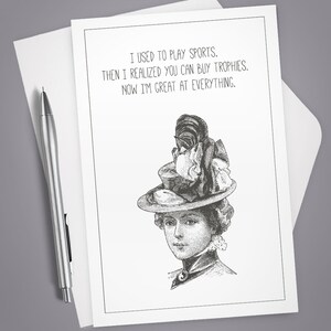 Greeting Card, Trophies, Card for Him, Card for her, Note Card, Funny card, Dry Humor, Vintage Illustration, Sports fan, Anytime Card image 1