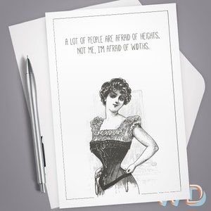 Greeting Card, Afraid of Widths, Card for Him, Card for her, Note Card, Funny card, Dry Humor, Vintage Illustration, Anytime Card, Laugh
