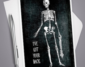Greeting Card, Skeleton, Got Your Back, Stationery, Note Card, Halloween, Funny Skeleton, Halloween Pun, Funny Card, Funny Halloween Card
