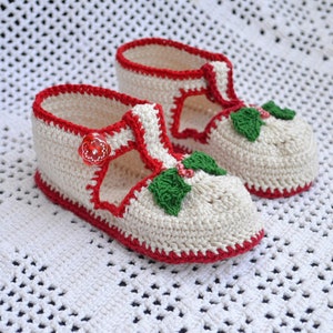 Thread crochet pattern for baby christmas booties, baby crochet booties, infant shoes, infant crochet christmas shoes, baby shoe pattern image 5