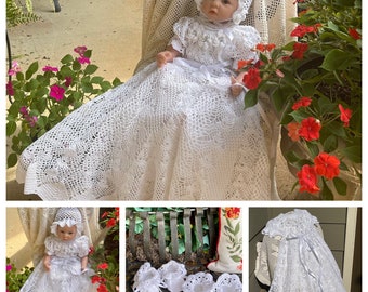 Christening Gown Heirloom thread crochet baby pattern, crochet christening infant pattern, thread crochet, baby pattern, crochet dress baby