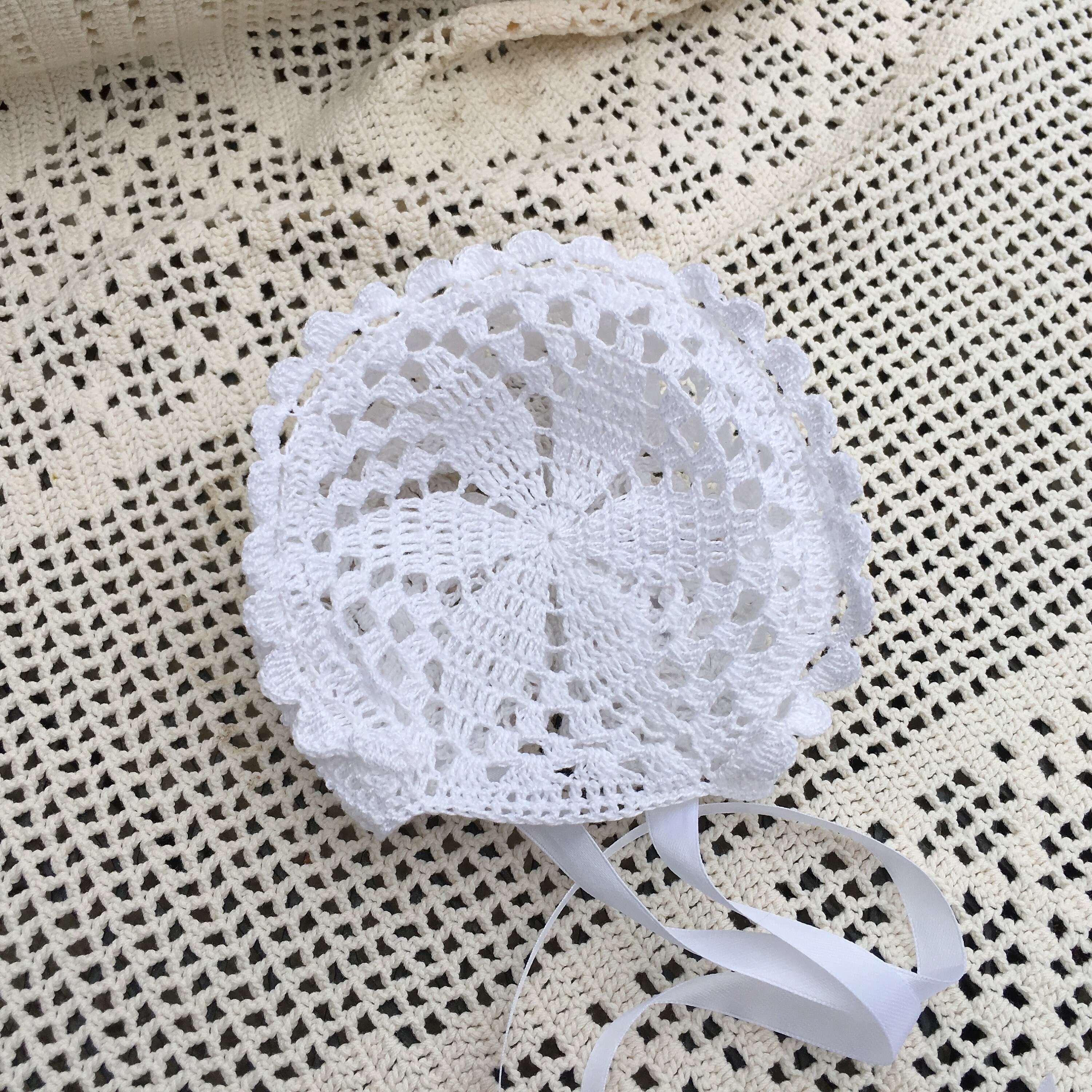 Bonnet Field of Flowers Christening Thread Crochet PDF Baby Pattern - Etsy