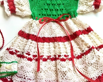 Andrea Christmas baby dress crochet thread pattern pdf download