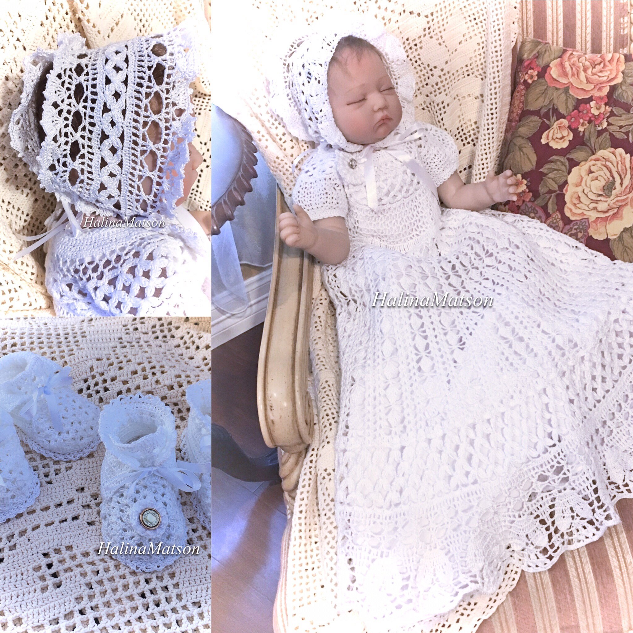 Yoked Baby Jane Thread Crochet Christening Pattern, Baby Crochet ...