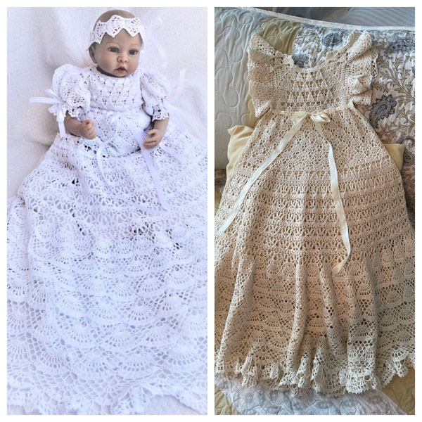 Baby Andrea crochet pattern christening gown, thread crochet christening gown, blessing gown pattern, baptism crochet pattern, christening