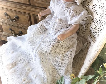 Christening gown Flower Petal Baby crochet pdf thread pattern thread gown baby, baptism gown, infant dress pattern, baby thread pattern,