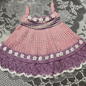 spring flower summer baby dress thread crochet pattern, thread crochet summer dress, strapped summer dress, baby thread crochet pattern,