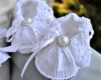 Slipper style Heirloom baby christening booties crochet pattern, thread crochet, christening shoe, baptisms bootie, crib shoes, baby