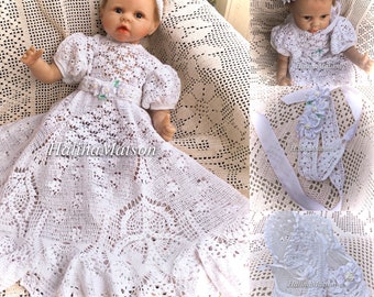 Dress Field of flowers Crochet christening outfit pattern, crochet christening gown pattern, blessing gown pattern, baptism dress pattern,