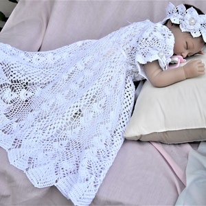 Dress Heirloom Christening crochet pattern, crochet pattern baby, blessing short gown, christening pattern, thread crochet, baby pattern image 1