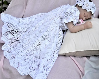Dress Heirloom Christening crochet pattern, crochet pattern baby, blessing short gown, christening pattern, thread crochet, baby pattern