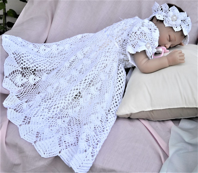 Dress Heirloom Christening crochet pattern, crochet pattern baby, blessing short gown, christening pattern, thread crochet, baby pattern image 1