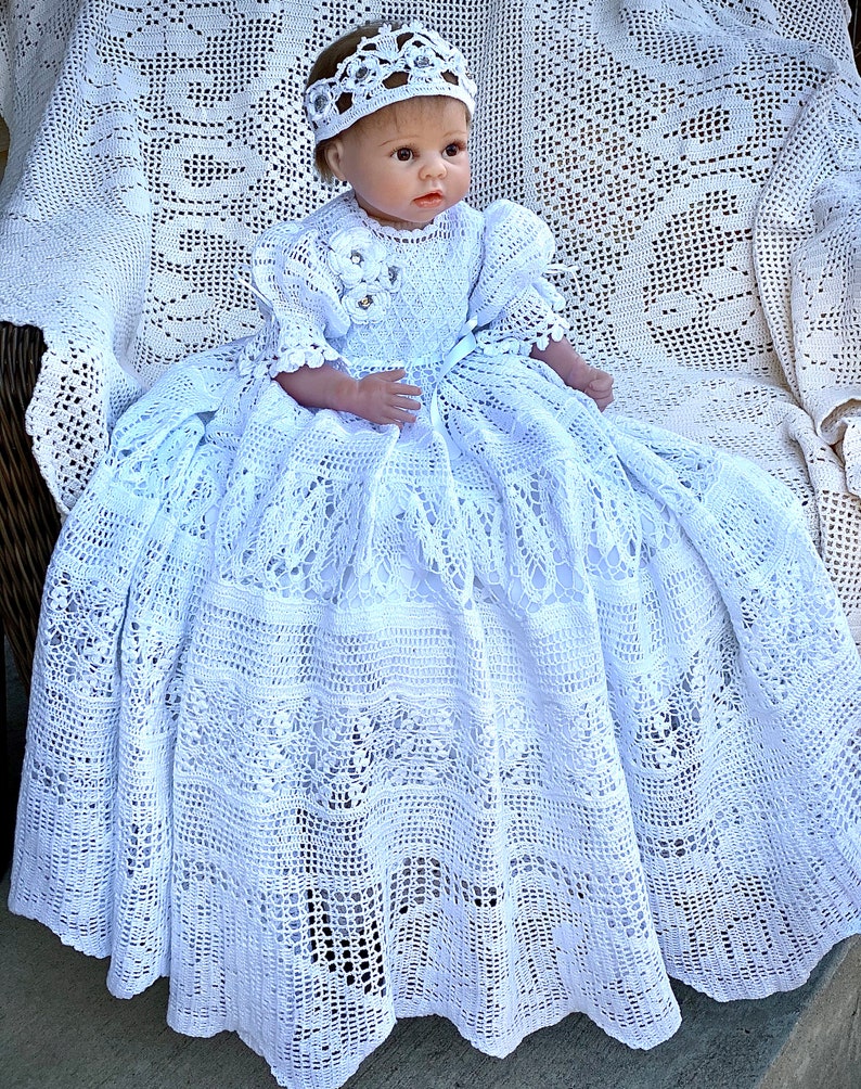 Gown Princess Gracelyn Crochet Christening Pattern Baby Etsy
