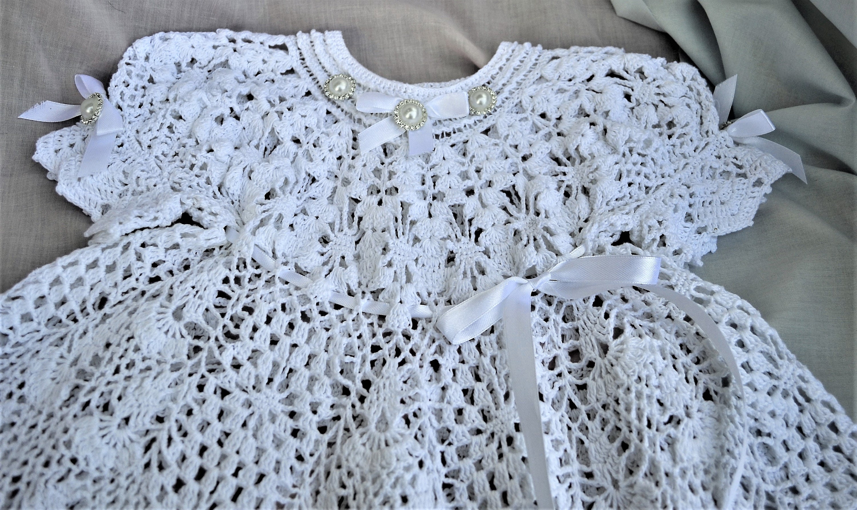 Dress Heirloom Crochet Thread Christening Baby Pattern Thread Etsy