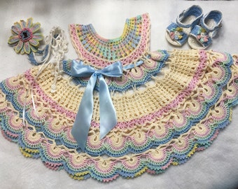 FTD, crochet thread pattern toddler girl summer dress, multi colored baby dress, thread crochet, baby girl crochet pattern, baby dress, girl