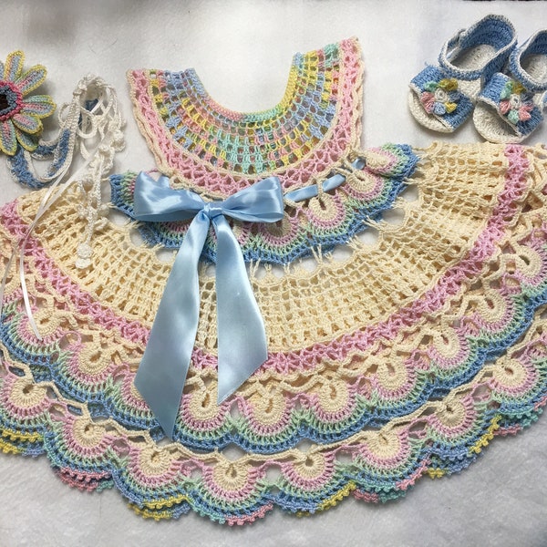 FTD, crochet thread pattern toddler girl summer dress, multi colored baby dress, thread crochet, baby girl crochet pattern, baby dress, girl