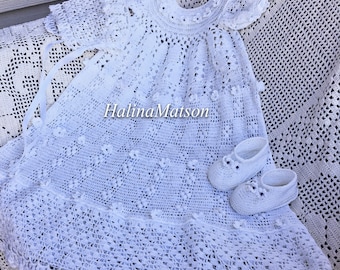 Josie Christening gown crochet pattern, baby dress pattern, baptismal gown, thread crochet christening, infant blessing, dedication dress