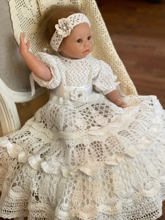 Vestido de crochet jennie patron hilo bautizo vestido bautizo patron hilo crochet traje bautismal patron bautizo bebe Etsy Espana