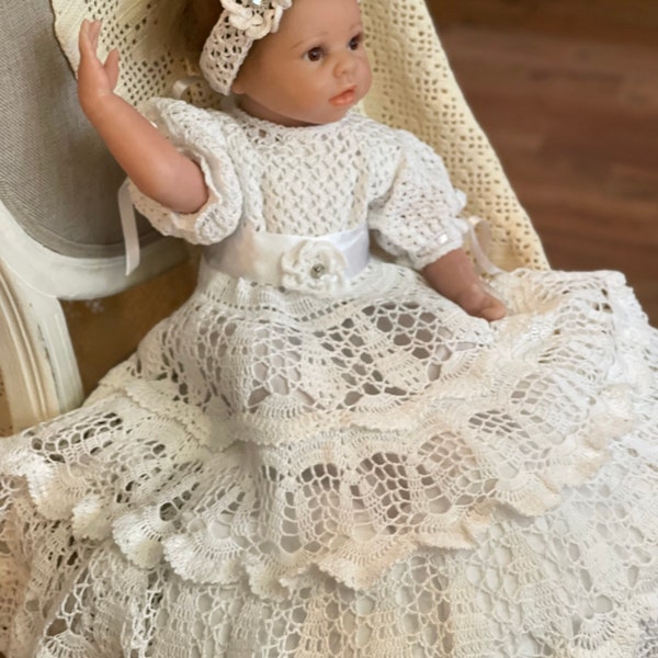 crochet gown Jennie christening thread pattern, christening gown, thread crochet pattern, baptismal outfit, christening pattern, baby