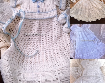 Collection of christening crochet patterns, babyJane, heirloom dress, baby Liam, baby Josie, christening pattern, thread crochet, baby