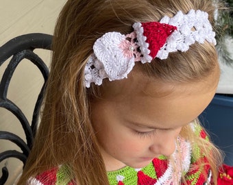 crochet santa girl headband, crochet pattern headband, christmas headband, crochet pattern, headband pattern, christmas pattern, girl band