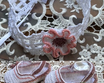 josie headband and sandals thread crochet pattern, headband and sandals, crochet pattern, thread crochet, baby pattern, headband, sandals