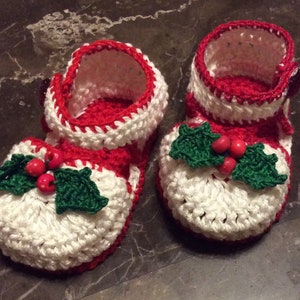 Thread crochet pattern for baby christmas booties, baby crochet booties, infant shoes, infant crochet christmas shoes, baby shoe pattern image 10