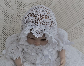 Bonnet baby Andrea crochet  pdf pattern, baby bonnet, infant bonnet, baby girl hat, infant girl cap, baby christening bonnet, infant cap