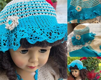 hat spring flower toddler crochet pattern, thread crochet toddler hat pattern,  toddler hat crochet pattern, thread crochet hat, toddler hat