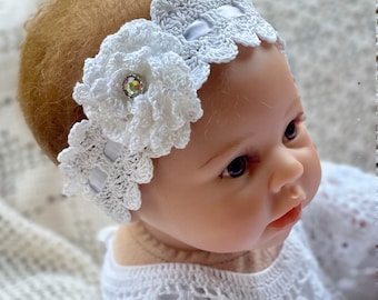 Victoria headband II thread crochet christening pattern, thread crochet headband, baby christening headband, crochet pattern, headband baby
