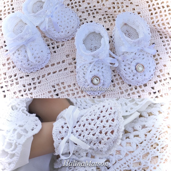 Booties Baby Jane Crochet Thread Christening Pattern Baby Crochet
