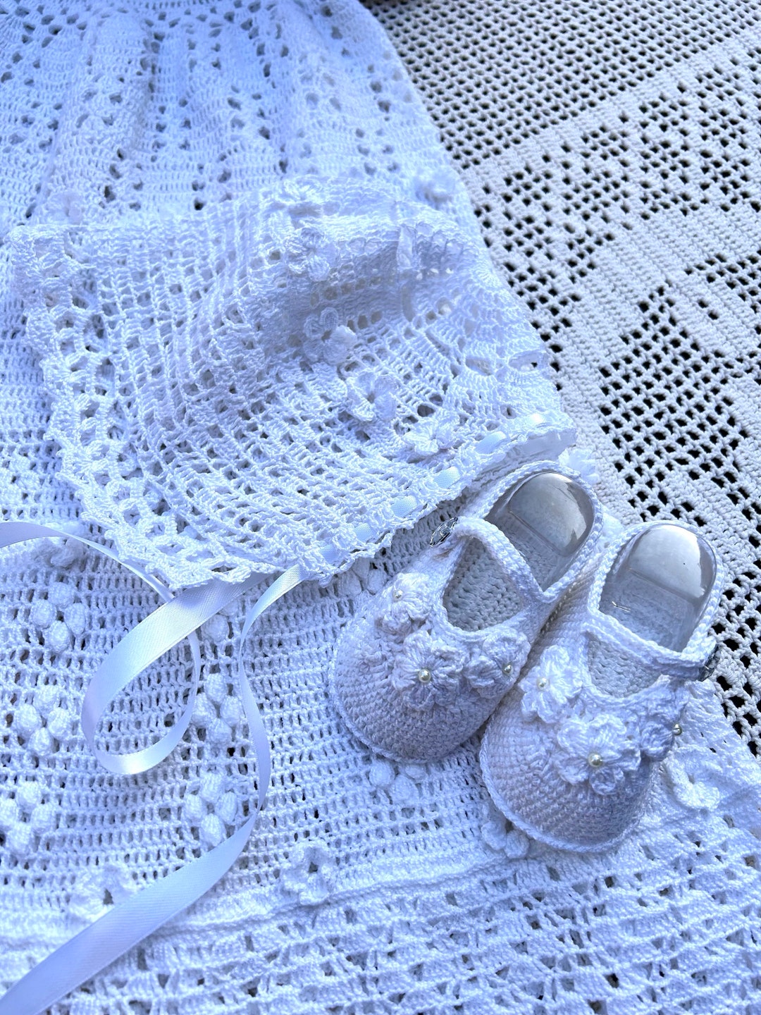 Josie Christening and Booties Thread Crochet Pattern Etsy
