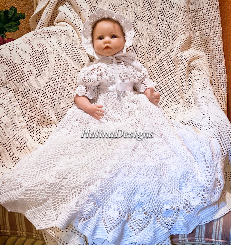 Gown heirloom vintage christening pattern Crochet christening Etsy España