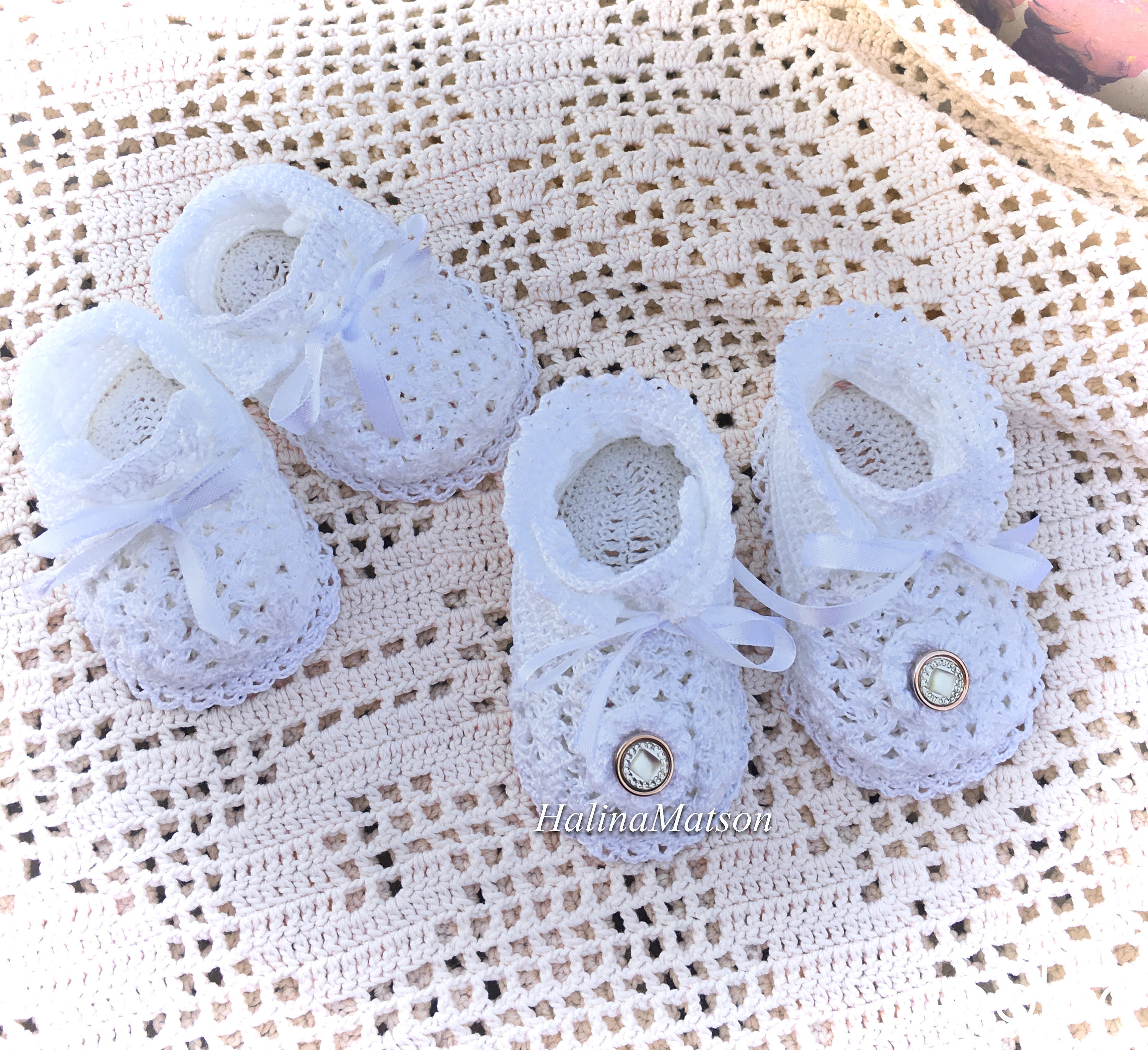 and Booties Baby Jane Christening Thread Crochet Etsy